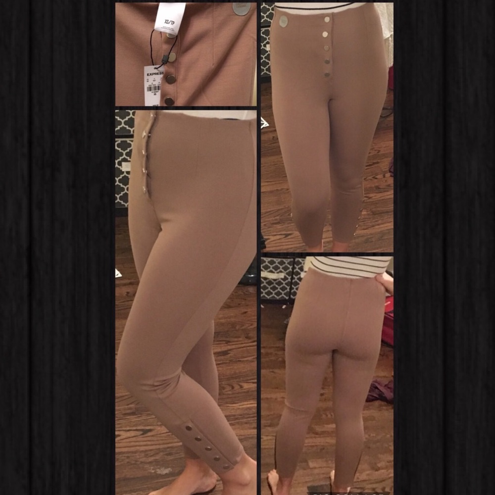 Cute High Rise Cropped Legging + Button Detailing